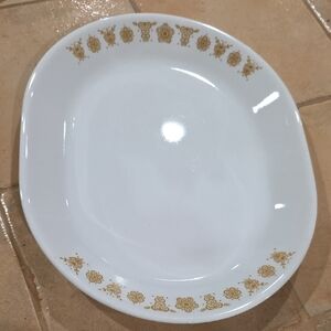 Corelle White Platter with Gold Floral Accents